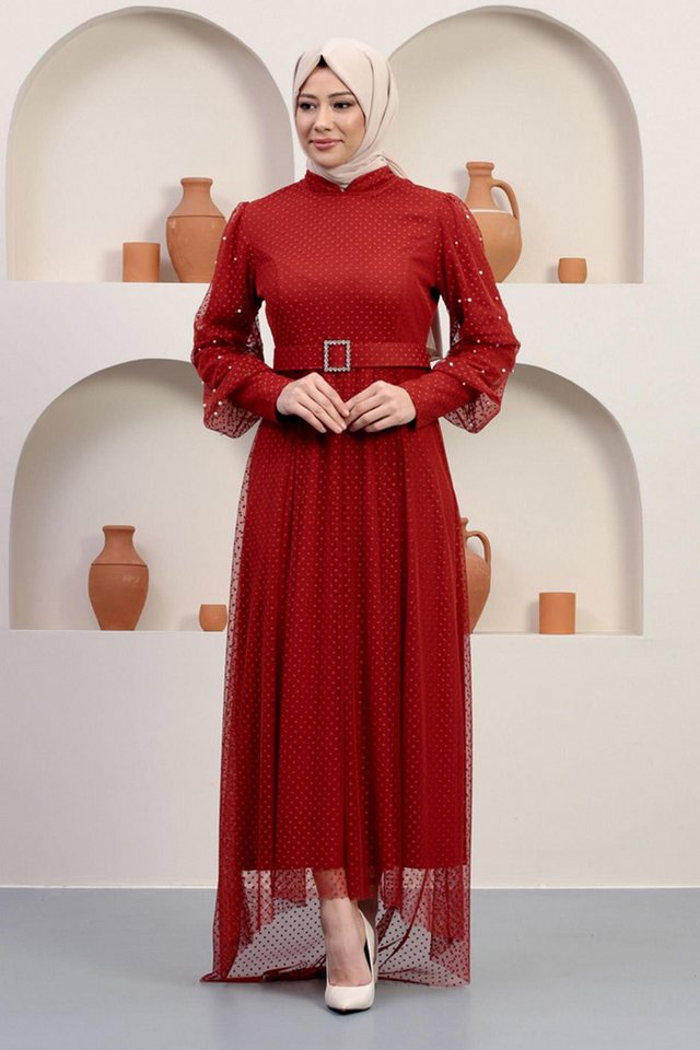 MODAMİHRAM Abendkleid Abendkleid mit Tüll und Steinverzierungen von MODAMİHRAM