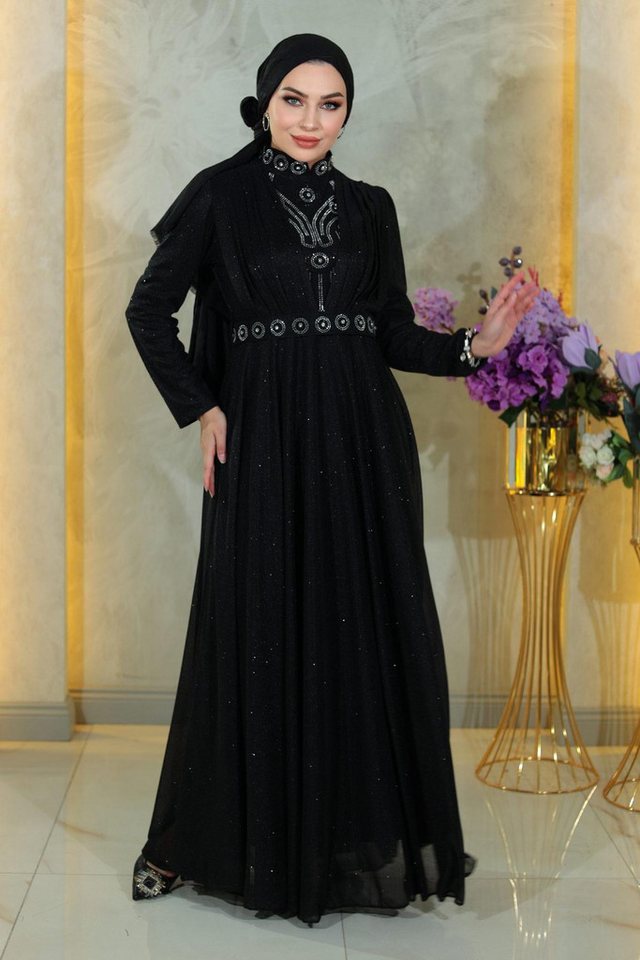 MODAMİHRAM Abendkleid ElbiseStein Detail Drapiert Pailletten Abendkleid von MODAMİHRAM