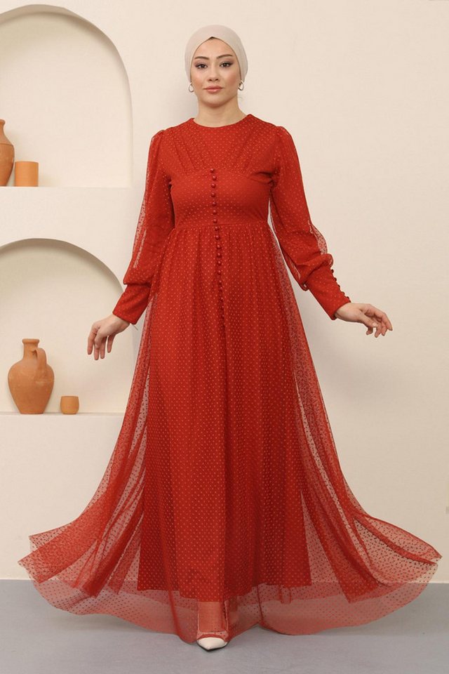 MODAMİHRAM Abendkleid KleidKnopf Detail Tüll Abendkleid von MODAMİHRAM