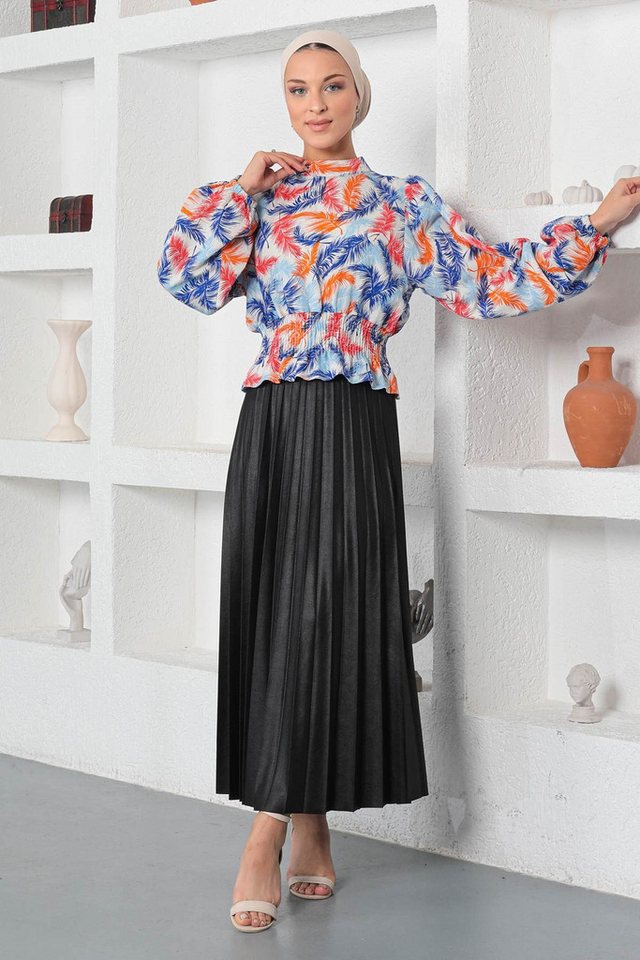 MODAMİHRAM Hemdbluse Gemusterte Elastikbluse von MODAMİHRAM