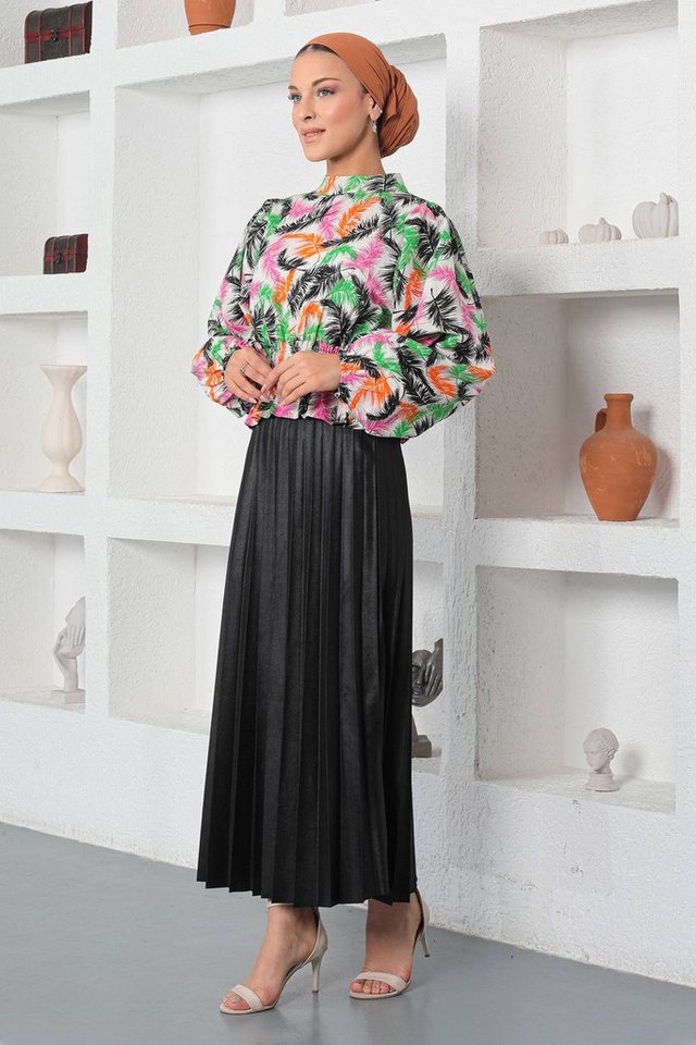 MODAMİHRAM Hemdbluse Gemusterte Elastikbluse von MODAMİHRAM