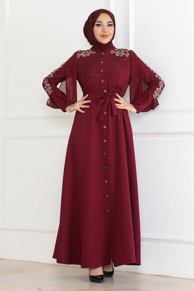 MODAMİHRAM Maxikleid Knopf Detail Kleid - Lila 6118 von MODAMİHRAM