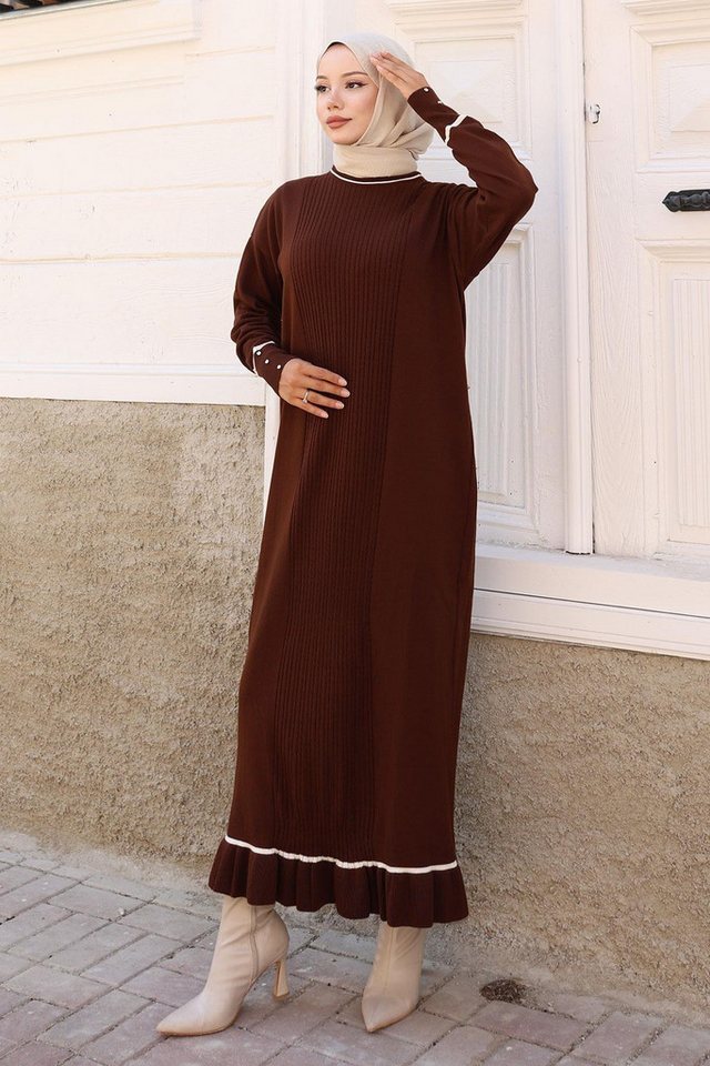 MODAMİHRAM Maxikleid Stein Detail Strickkleid Schwarz - 6150 von MODAMİHRAM