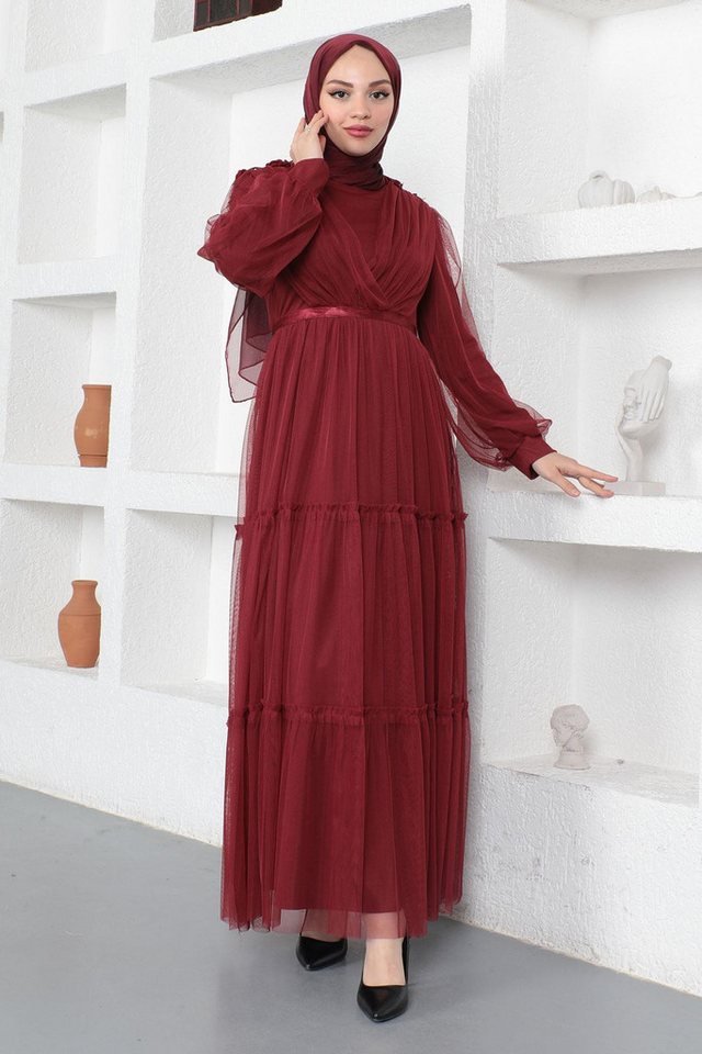 MODAMİHRAM Midikleid Abendkleid aus Spitze und Tüll von MODAMİHRAM
