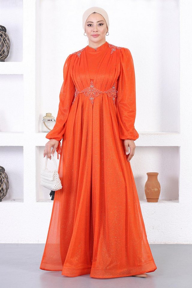 MODAMİHRAM Midikleid Abendkleid mit Perlen und Glitzer von MODAMİHRAM