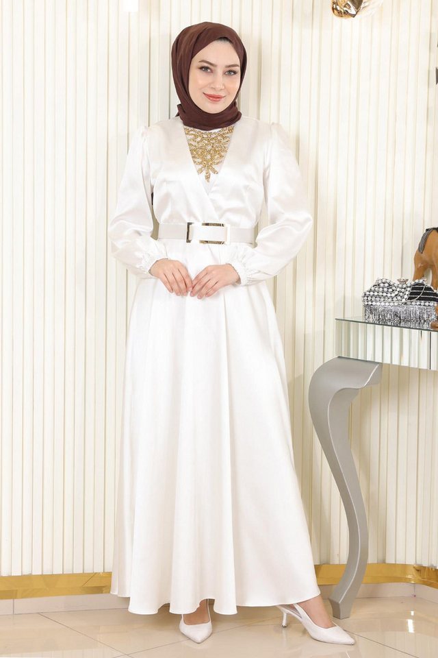MODAMİHRAM Midikleid Abendkleid mit Steinverzierung von MODAMİHRAM