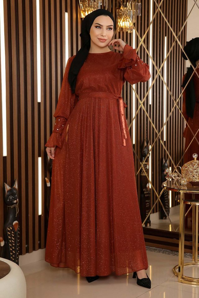 MODAMİHRAM Midikleid ElbiseStein Detail Glitzer Chiffon Abendkleid von MODAMİHRAM