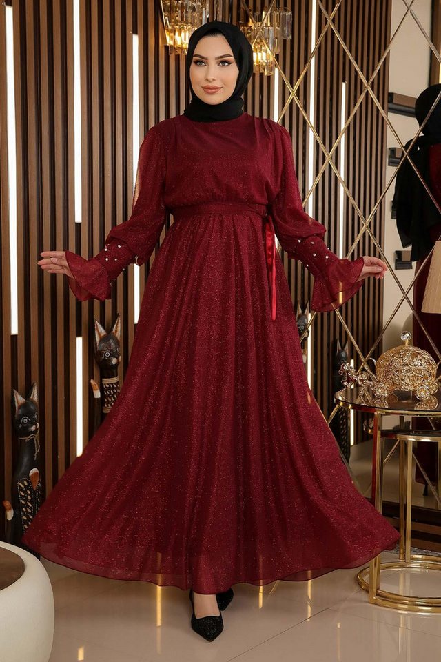 MODAMİHRAM Midikleid ElbiseStein Detail Glitzer Chiffon Abendkleid MODAMİHRAM Midikleid ElbiseStein Detail Glitzer Chiffon Abendkleid von MODAMİHRAM