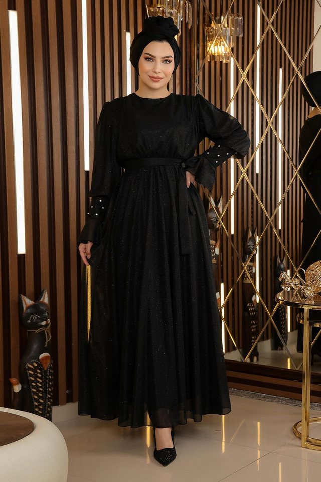 MODAMİHRAM Midikleid ElbiseStein Detail Glitzer Chiffon Abendkleid von MODAMİHRAM