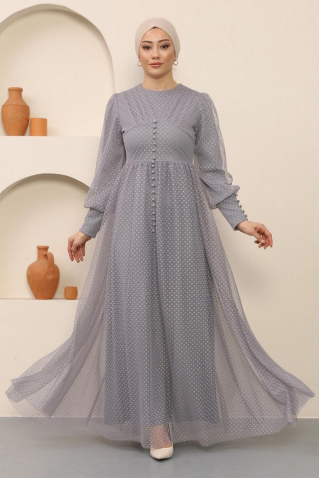 MODAMİHRAM Midikleid KleidKnopf Detail Tüll Abendkleid von MODAMİHRAM