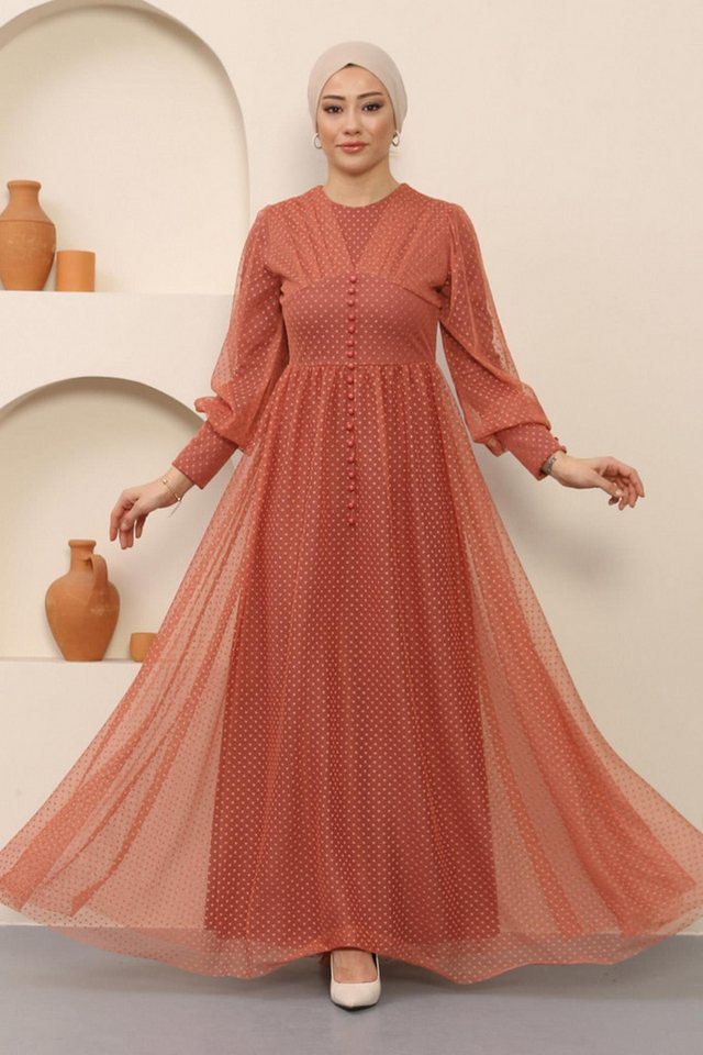 MODAMİHRAM Midikleid KleidKnopf Detail Tüll Abendkleid von MODAMİHRAM