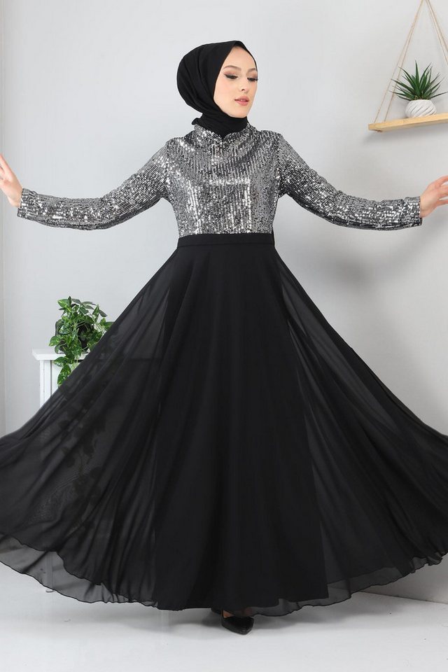 MODAMİHRAM Abendkleid Silber Chiffon Abendkleid - MSW8940 von MODAMİHRAM