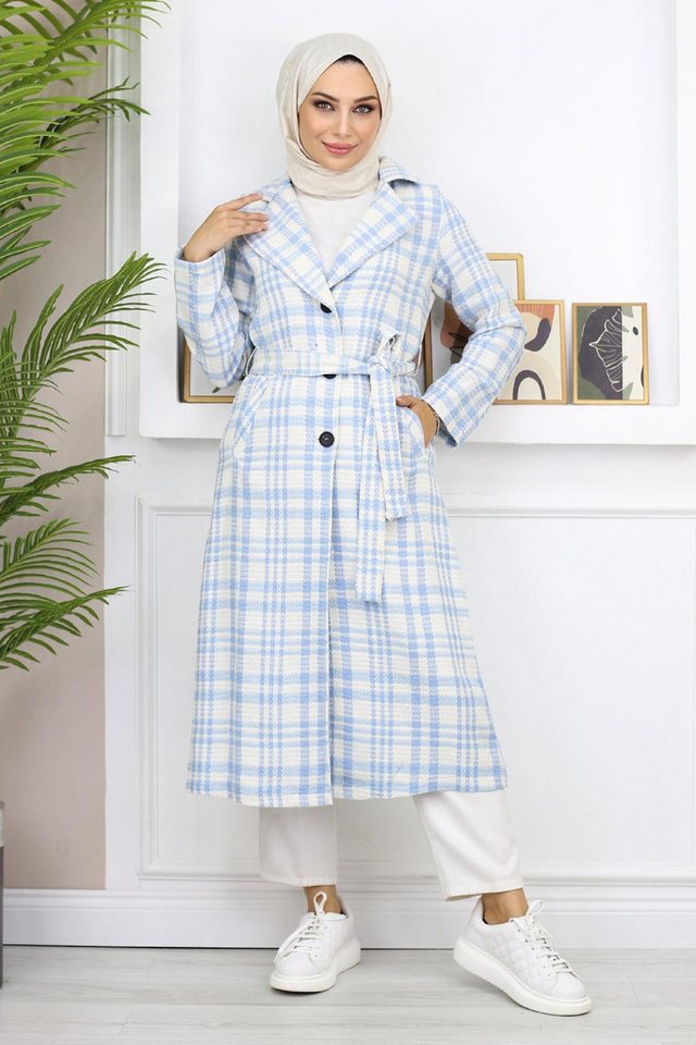 MODAMİHRAM Strickjacke Karierte Mantel überprüft von MODAMİHRAM