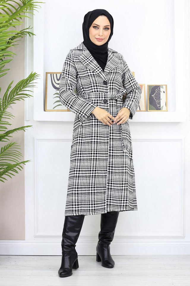 MODAMİHRAM Strickjacke Karierte Mantel überprüft von MODAMİHRAM