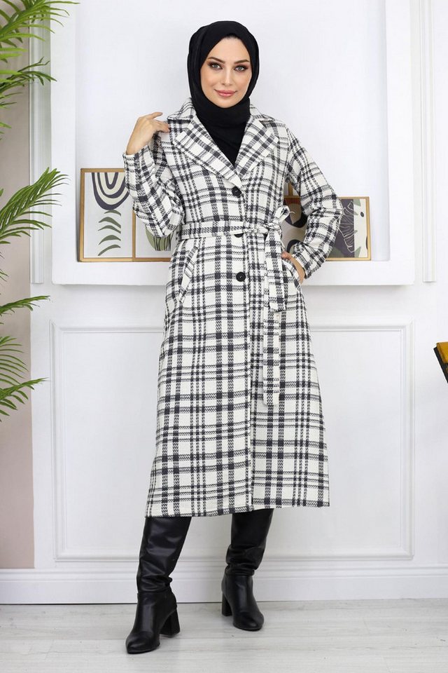 MODAMİHRAM Strickjacke Karierte Mantel überprüft von MODAMİHRAM