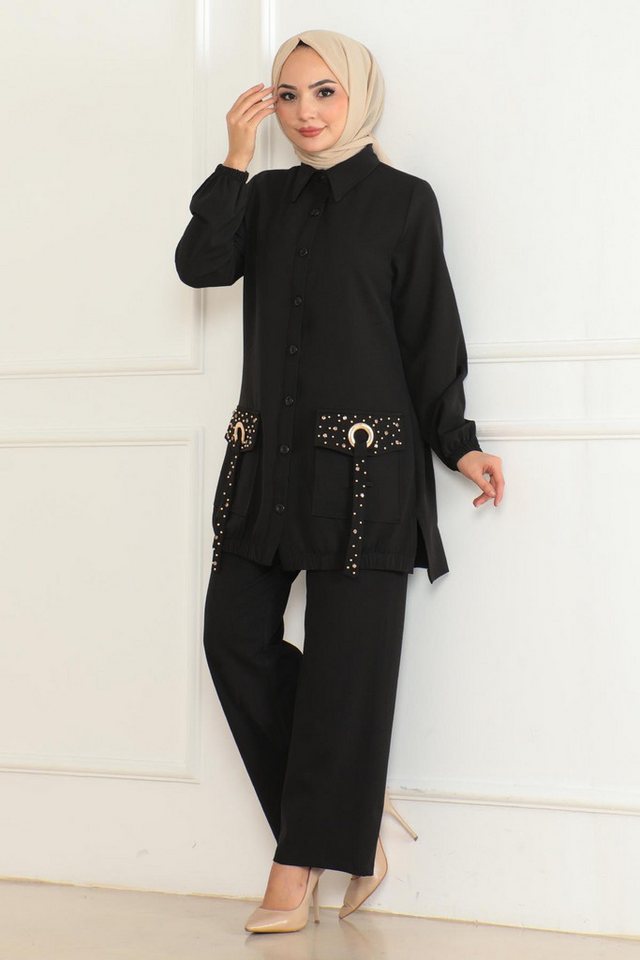 MODAMİHRAM Tunika Ausführliches Beige Set 19229 von MODAMİHRAM