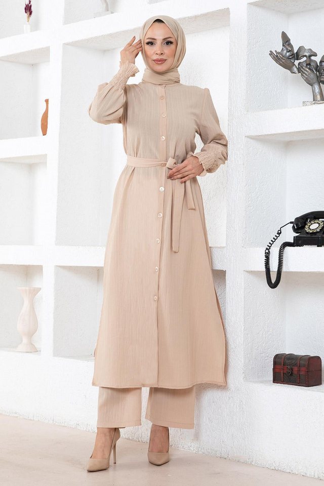 MODAMİHRAM Tunika Beige Split Detail Set MSW19233-4Beige Split Detail Set MSW19233-4 von MODAMİHRAM