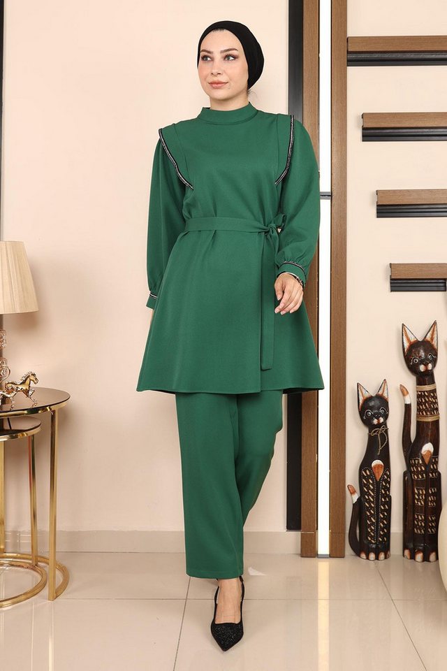 MODAMİHRAM Tunika KleidGestreiftes Detailanzug von MODAMİHRAM