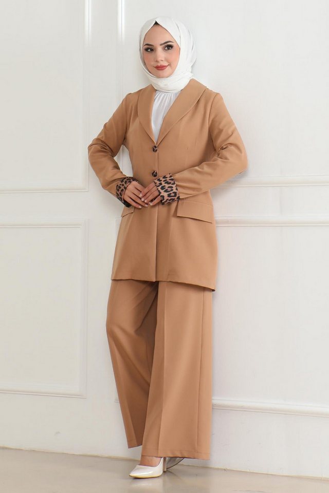 MODAMİHRAM Tunika Leopardenmuster Set Indigo 19218 von MODAMİHRAM