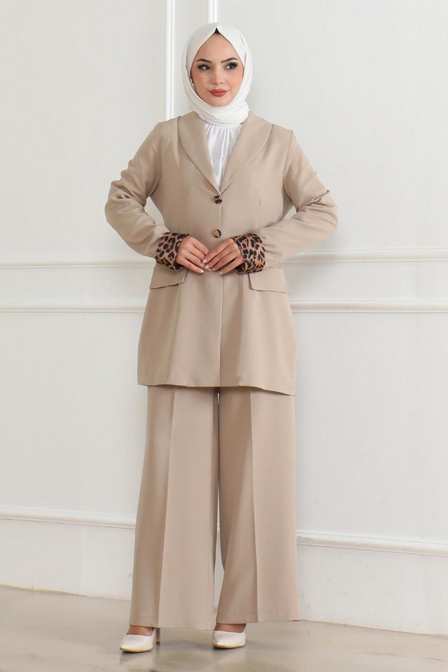 MODAMİHRAM Tunika Leopardenmuster Set Indigo 19218 von MODAMİHRAM