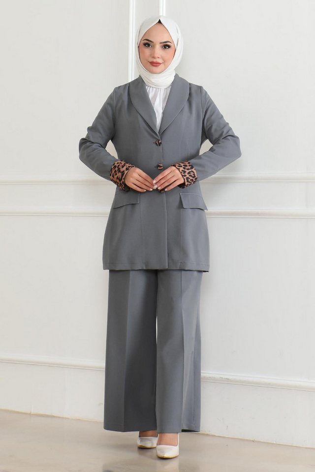 MODAMİHRAM Tunika Leopardenmuster Set Indigo 19218 von MODAMİHRAM