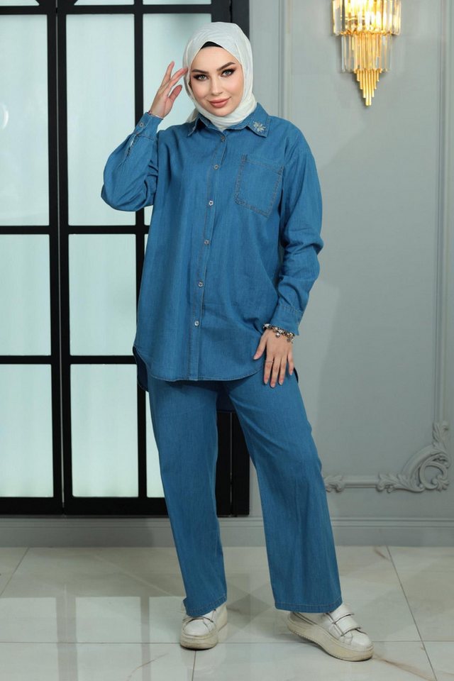 MODAMİHRAM Tunika Nieten-Denim-Set für Frauen von MODAMİHRAM