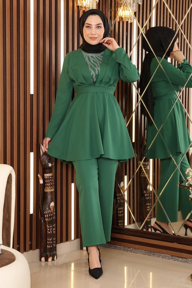 MODAMİHRAM Tunika Smaragdstein Gürtel Set MSW19122-5 von MODAMİHRAM
