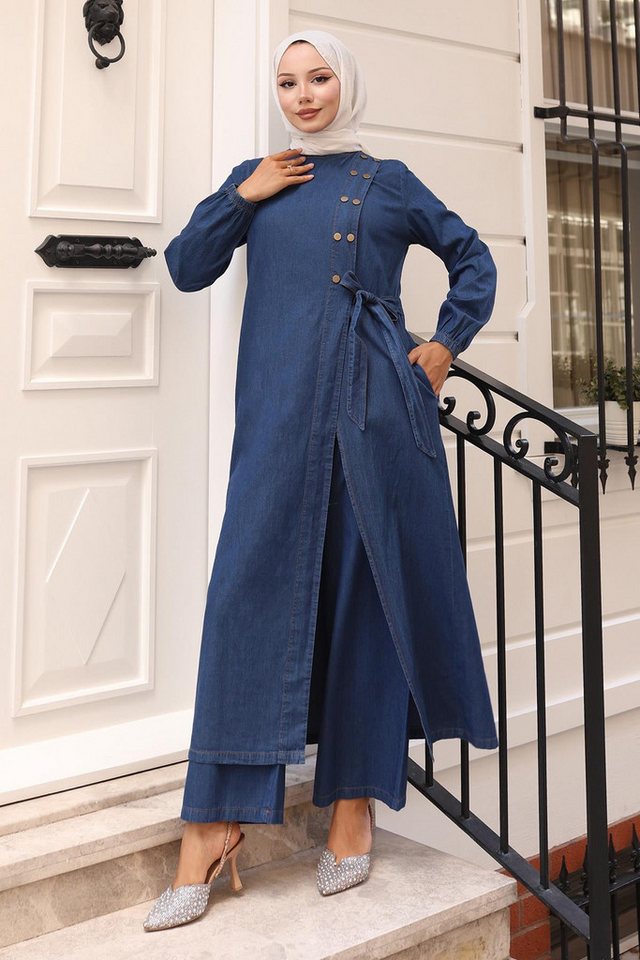 MODAMİHRAM Tunika Snap-Detail Denim-Set - Hellblau 19262 von MODAMİHRAM