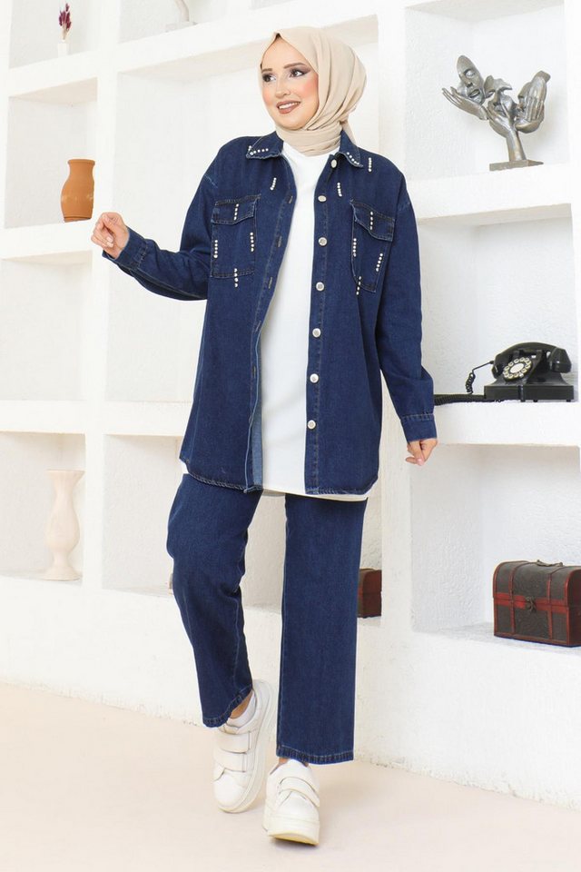 MODAMİHRAM Tunika Stein Detail Denim Set von MODAMİHRAM