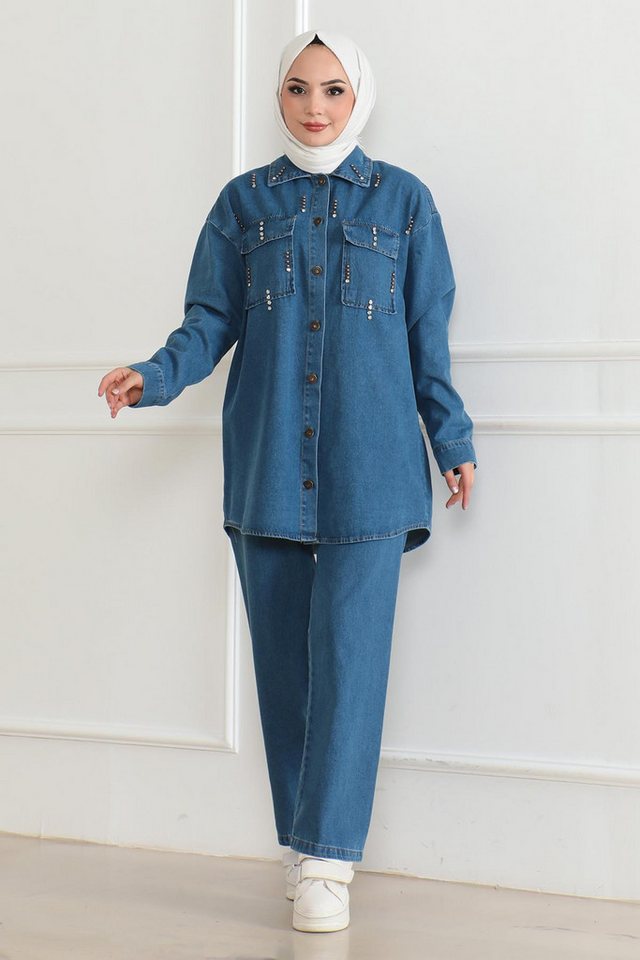 MODAMİHRAM Tunika Stein Detail Denim Set von MODAMİHRAM