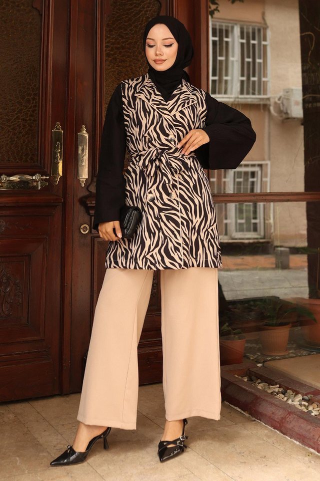 MODAMİHRAM Tunika Zebra-Print-Zweiteiler in Beige - 19255 von MODAMİHRAM