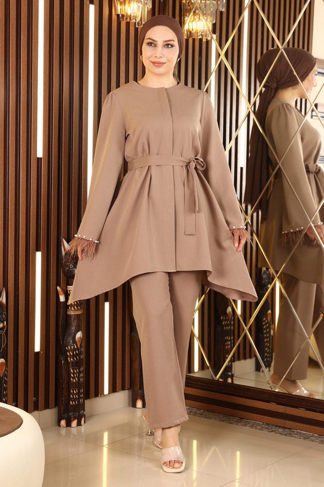 MODAMİHRAM Tunikakleid ElbiseFur Detailliertes Anzug-Set von MODAMİHRAM