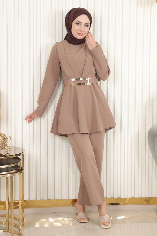 MODAMİHRAM Tunikakleid Gerüschtes Zweiteiliges Set von MODAMİHRAM