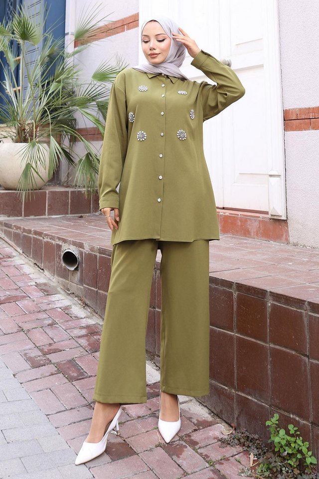 MODAMİHRAM Tunikakleid Glitzerstein Detailset Schwarz 19264 von MODAMİHRAM