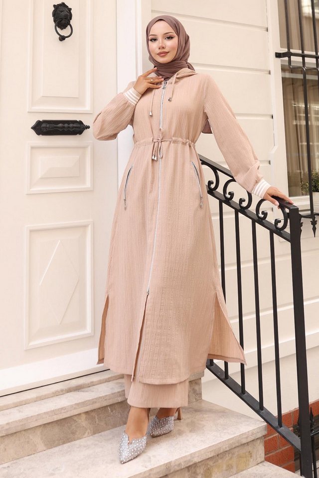 MODAMİHRAM Tunikakleid Haki Kapuzen-Trainingsanzug mit Schnürdetail - 19236 von MODAMİHRAM