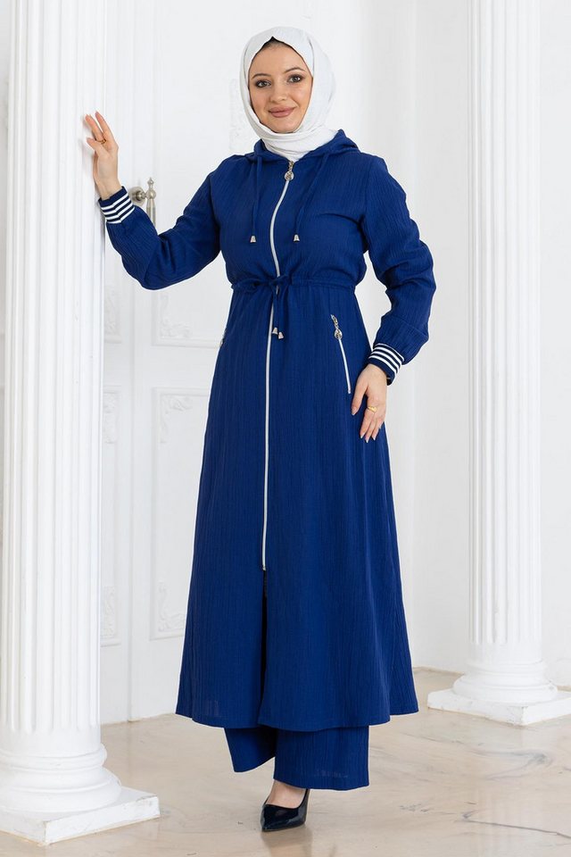 MODAMİHRAM Tunikakleid Haki Kapuzen-Trainingsanzug mit Schnürdetail - 19236 von MODAMİHRAM