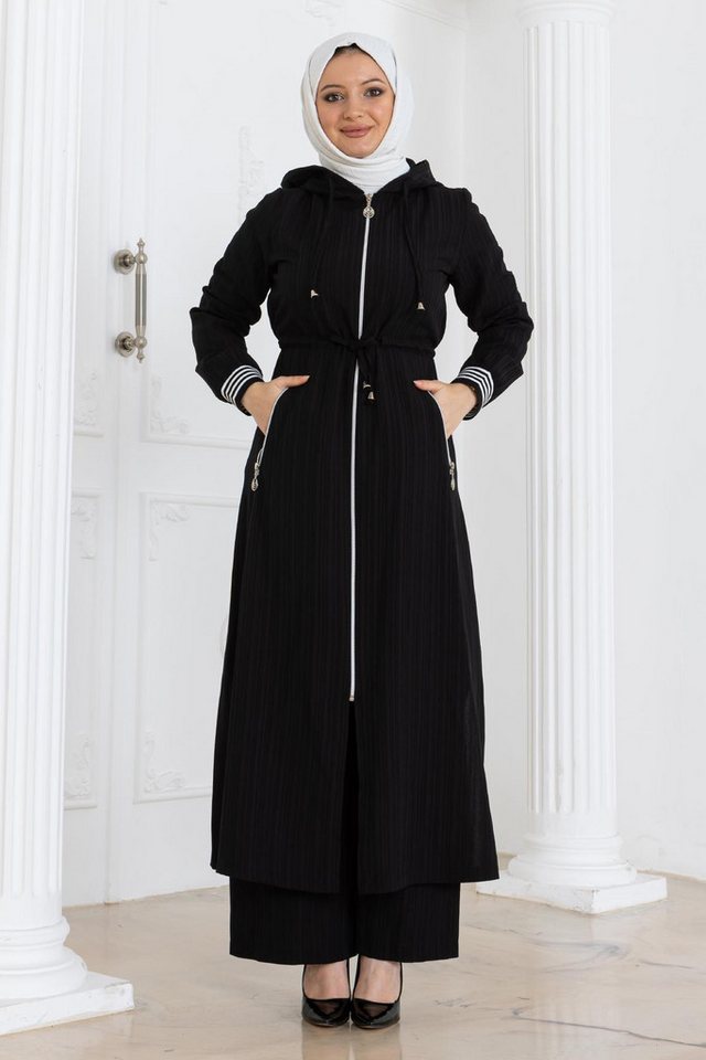 MODAMİHRAM Tunikakleid Haki Kapuzen-Trainingsanzug mit Schnürdetail - 19236 von MODAMİHRAM