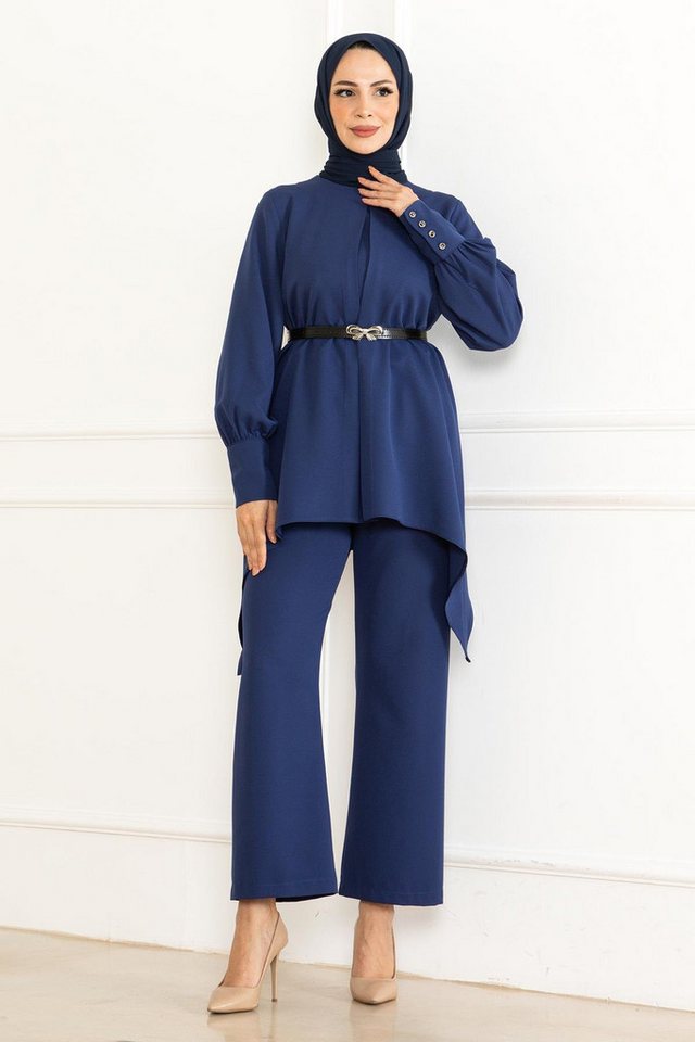 MODAMİHRAM Tunika Indigo Detailliertes Set - MSW19001-2 von MODAMİHRAM