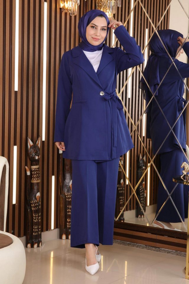 MODAMİHRAM Tunikakleid Indigo Gürtel Set MSW19106-2 von MODAMİHRAM