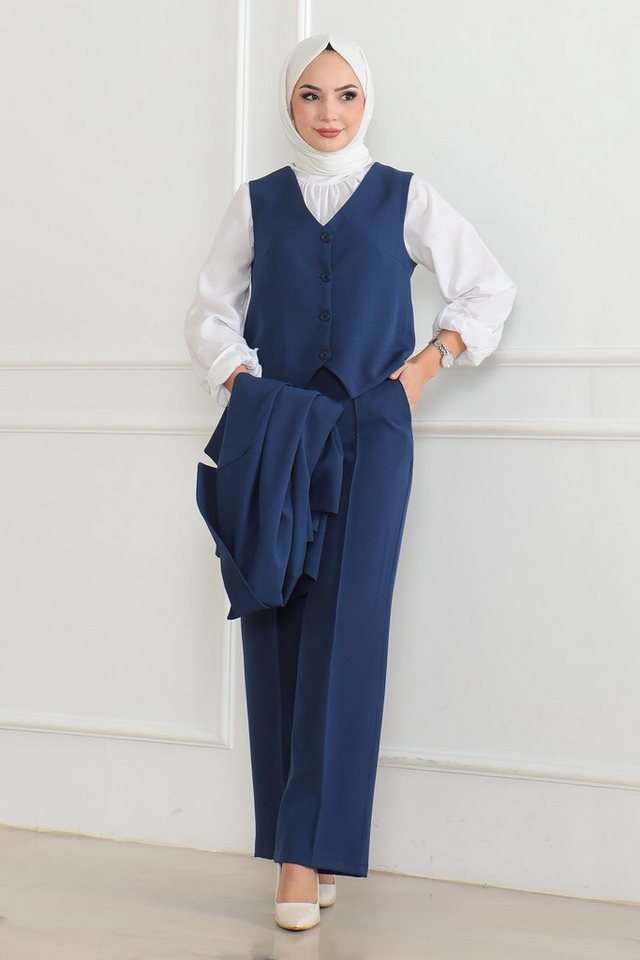 MODAMİHRAM Tunikakleid Indigo Weste Trio Set MSW19222-2 von MODAMİHRAM