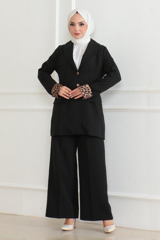 MODAMİHRAM Tunikakleid Leopardenmuster Set Indigo 19218 von MODAMİHRAM