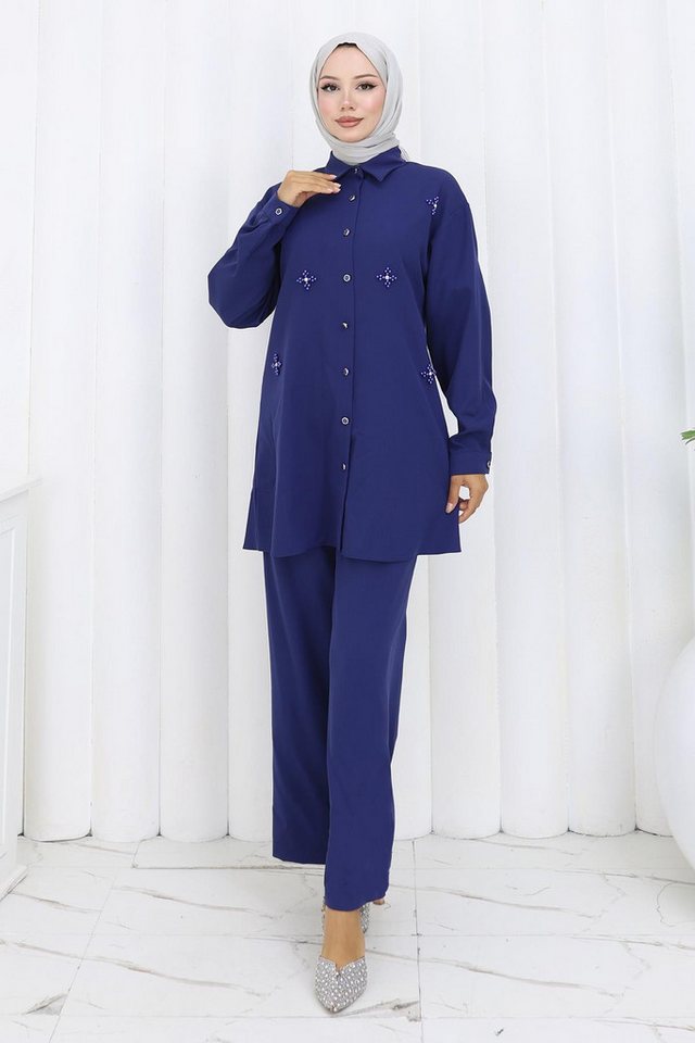 MODAMİHRAM Tunikakleid Minimales Schwarzes Steinsatz - 19367 von MODAMİHRAM