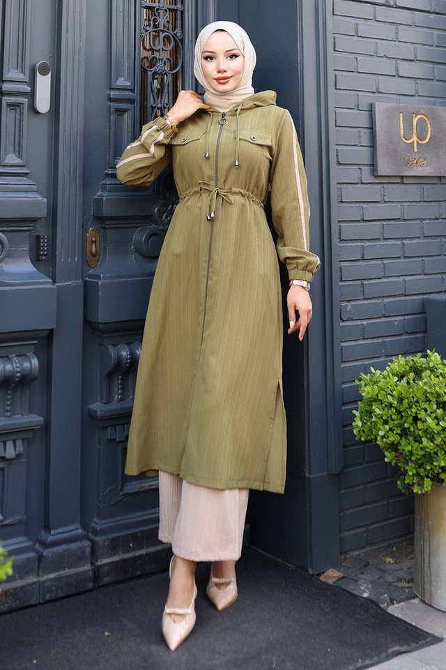 MODAMİHRAM Tunikakleid Schwarzer Kapuzen-Trainingsanzug mit Schnürsenkeln - 19241 von MODAMİHRAM