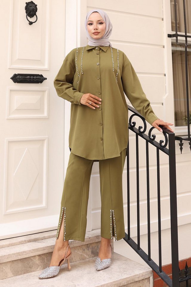 MODAMİHRAM Tunikakleid Schwarzes Perlen Detail Set - 19259 von MODAMİHRAM