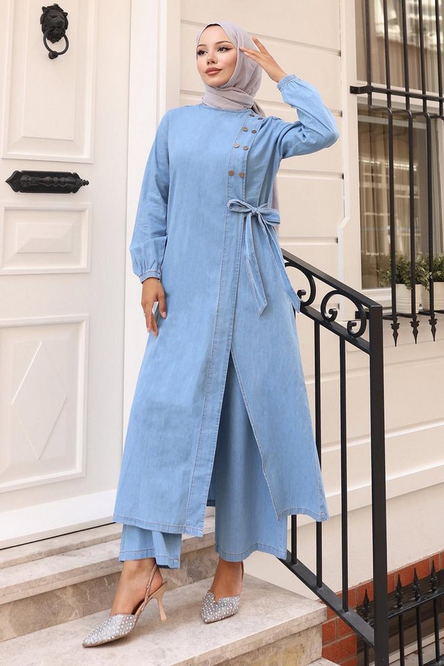 MODAMİHRAM Tunikakleid Snap-Detail Denim-Set - Hellblau 19262 von MODAMİHRAM