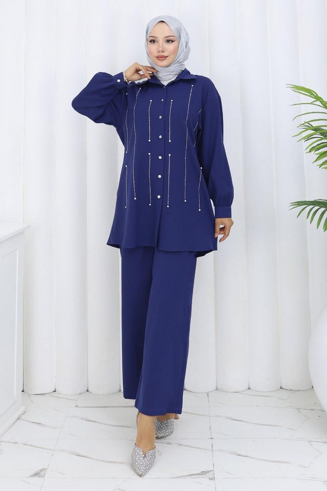 MODAMİHRAM Tunikakleid Stein Detail Set Schwarz 19266 von MODAMİHRAM