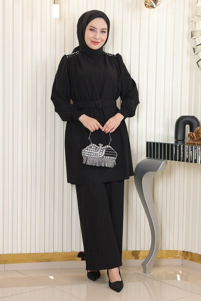 MODAMİHRAM Tunikakleid Stein Detailgürtel Set von MODAMİHRAM