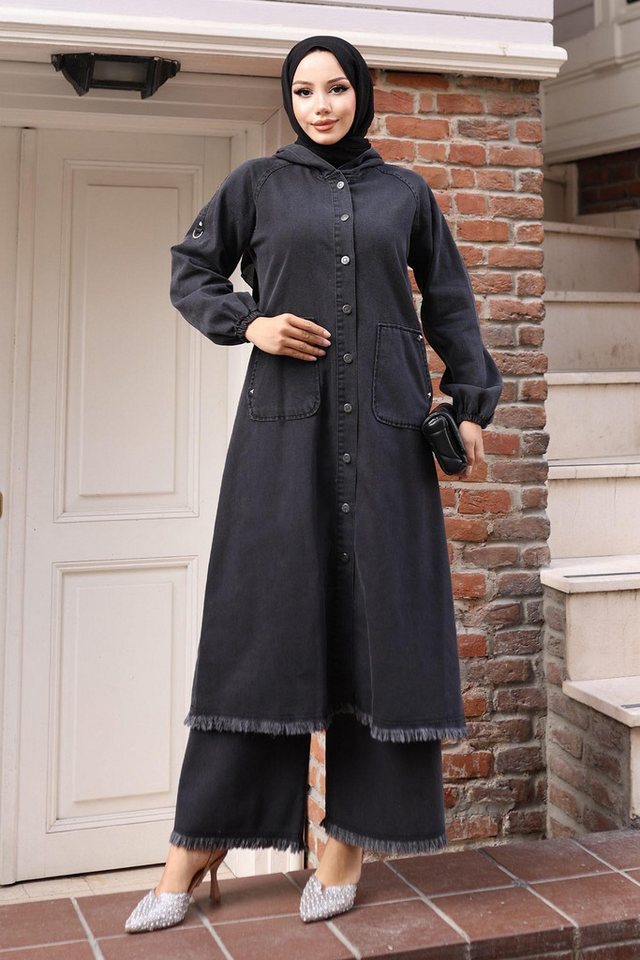 MODAMİHRAM Tunikakleid Tassel-Detail Denim-Set Dunkelblau 19243 von MODAMİHRAM