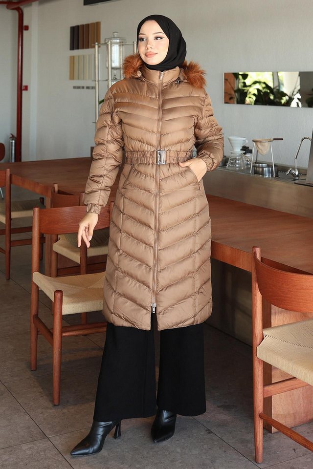 MODAMİHRAM Windbreaker Schwarze Kapuzen-Steppjacke 6155 von MODAMİHRAM