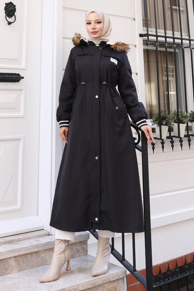 MODAMİHRAM Winterjacke Gepanzerte Kapuzenjacke Schwarz 19268 von MODAMİHRAM